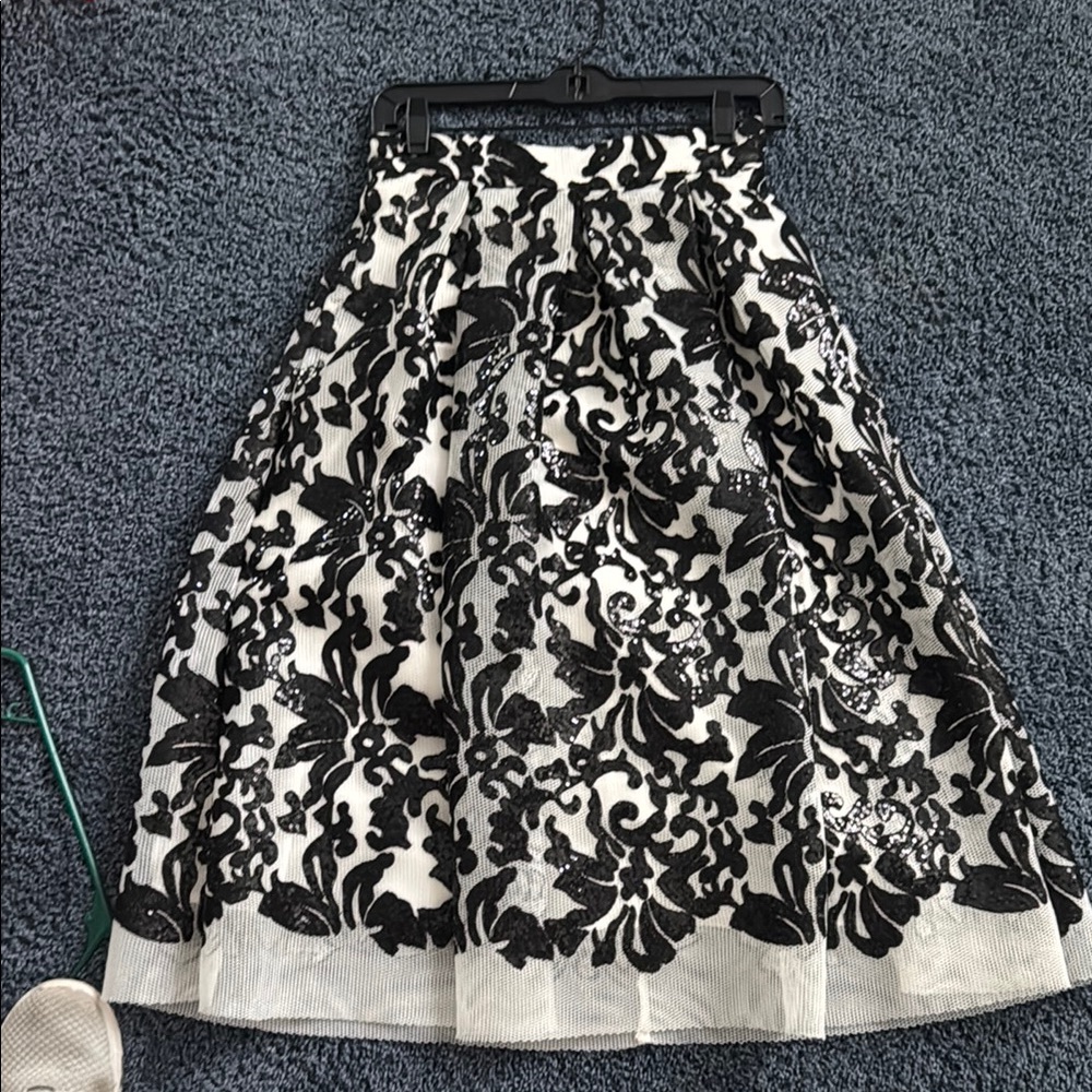 Eliza J Black and White Embellished Midi Skirt